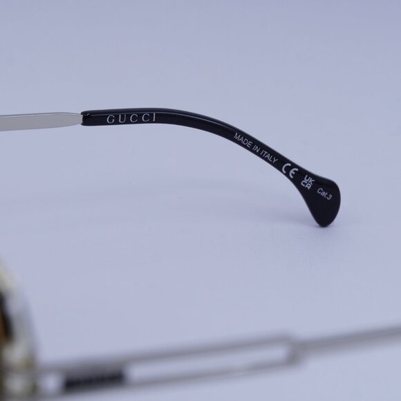 Gucci GG1105S 002 Sunglasses Transparent Orange/Silver Aviator Frame - Picture 7 of 10